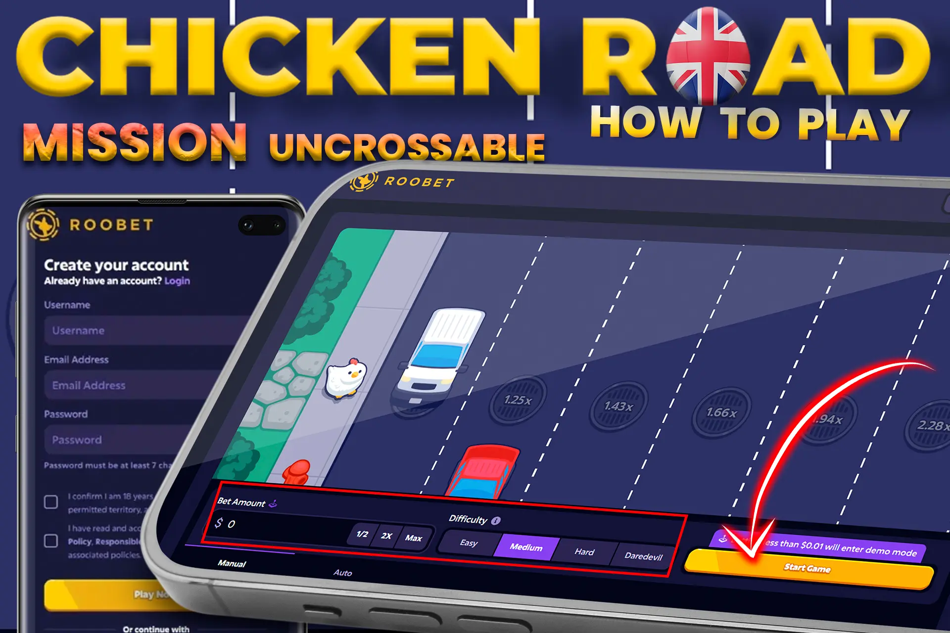 Register at Roobet casino and play Mission Uncrossable