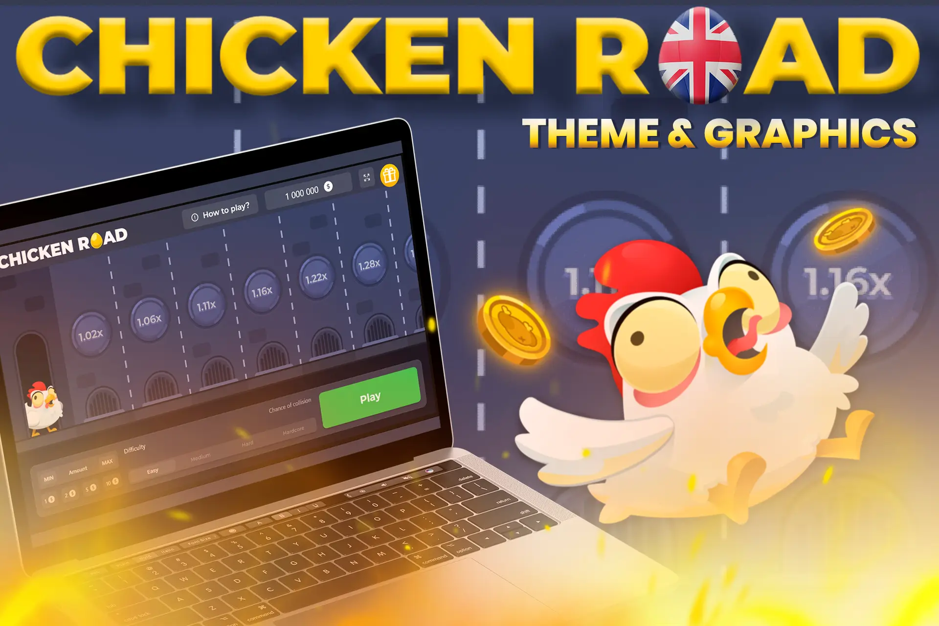 Beautiful graphics and design of the game Chicken Road